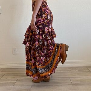 Sundance Floral Tiered Maxi Skirt, Size XS NWOT, boho